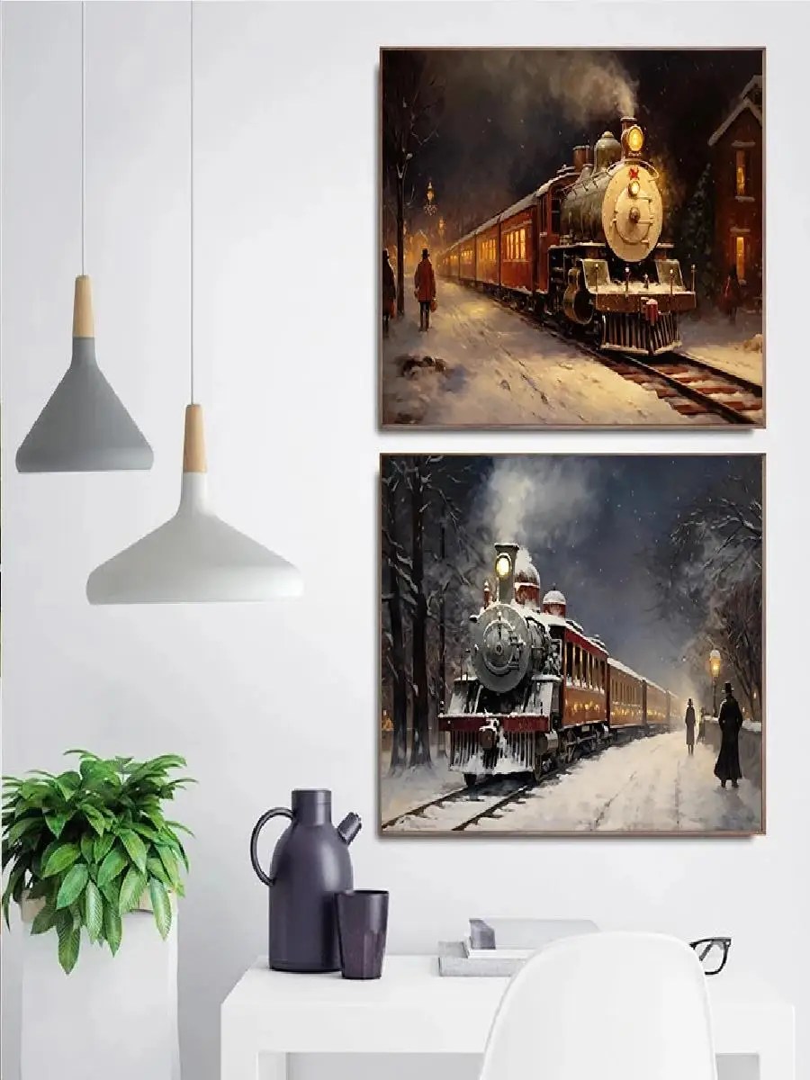 Classic Winter Snowflake Christmas Oil Painting Vintage Posters Canvas Wall Art for Living Room Home Decor - Image 2